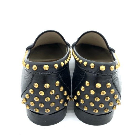 Gucci Betis Glamour Nero Studded Flats Shoes Loafers Horsebit - Picture 4 of 12